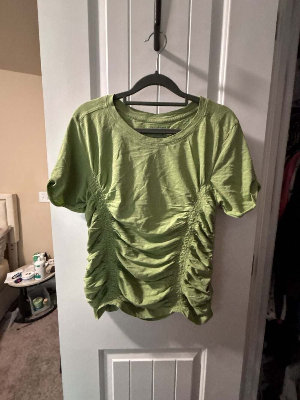 Pilcro Short Sleeve Ruched Tee in Light Green